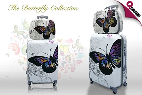For QR249, Be Unique with a Two-Piece Butterfly Luggage Set! (QR549 Value)